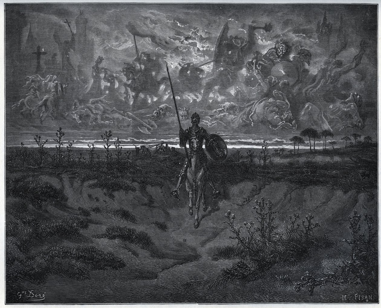 På denne reisen snakket vår splitter nye eventyrer til seg selv - fra «Don Quixote de la Mancha» av Miguel Cervantes av Gustave Dore