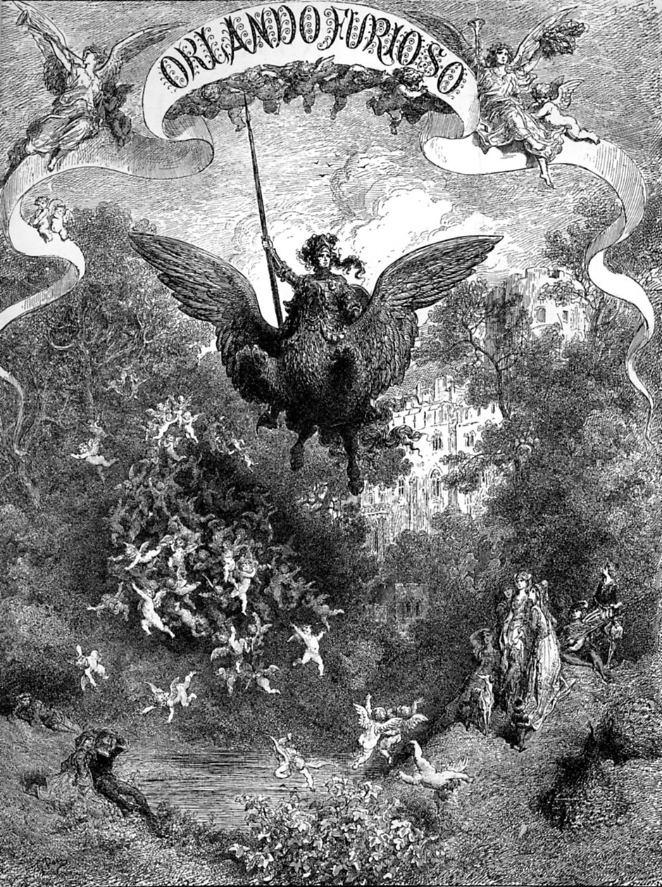 Orlando Furioso av Ludovico Ariosto, omslag av Gustave Dore