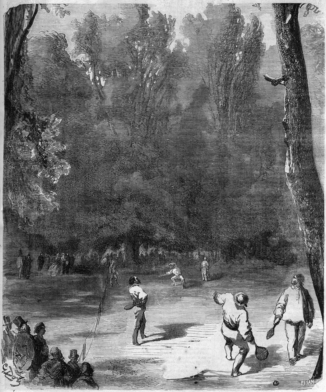 Palmespillere i Luxembourghagen i Paris i 1868 - tegning av Gustave Dore av Gustave Dore