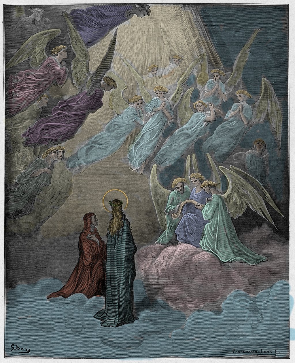 Paradiso, Canto 21 : De lysende sjelene synger, illustrasjon fra "The Divine Comedy" av Dante Alighieri, 1885 av Gustave Dore