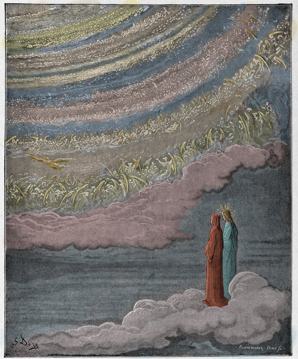 Paradiso, Canto 28: Himmelens glitrende hær, illustrasjon fra "The Divine Comedy" av Dante Alighieri, 1885 av Gustave Dore