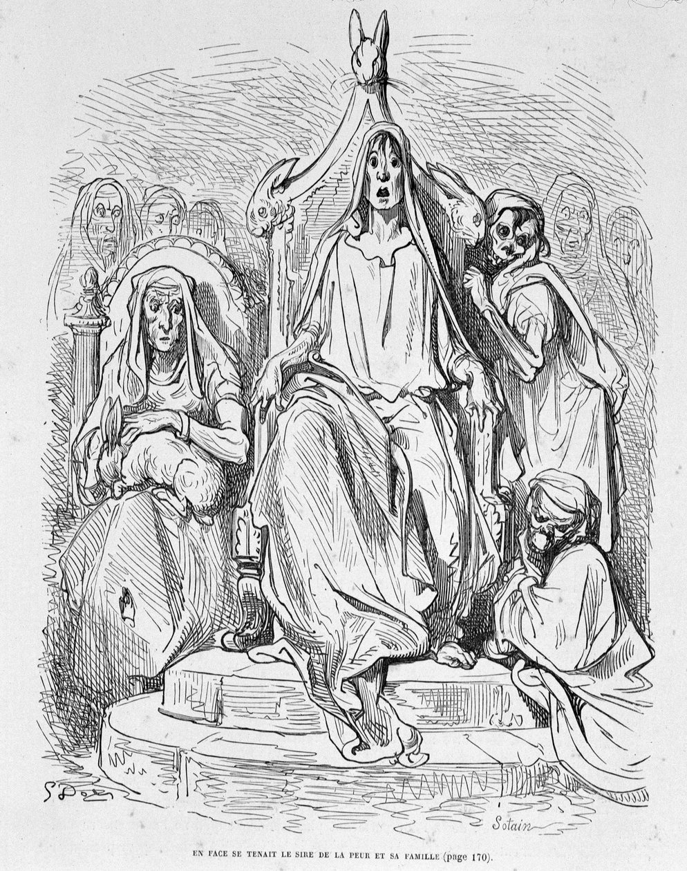 Personifisering av frykt og hans familie av Doré av Gustave Dore