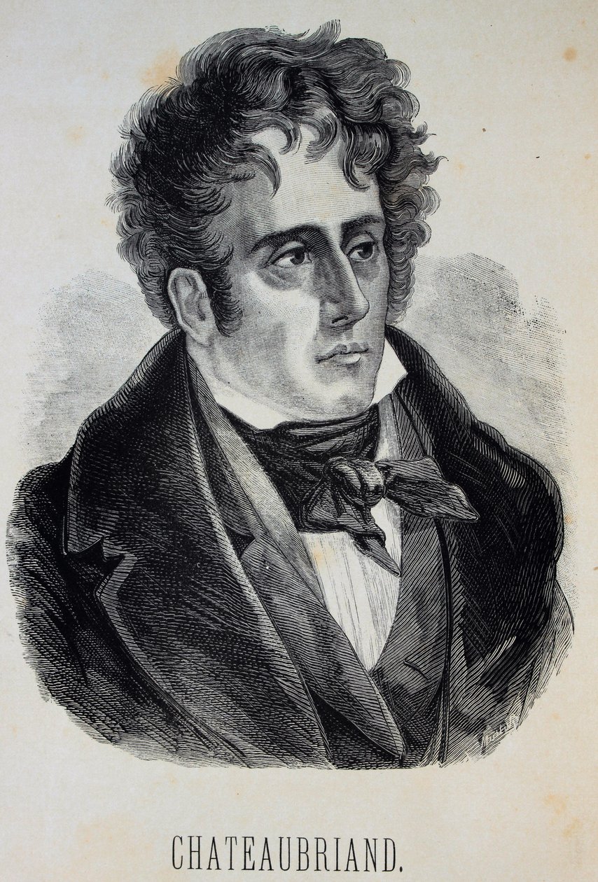 Portrett av François-René, viscount av Chateaubriand 1768-1848, 1880. av Gustave Dore