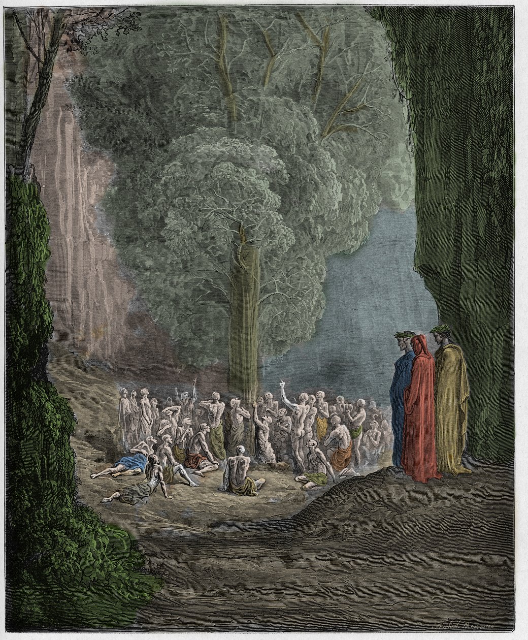 Purgatorio, Canto 24 : De fråtsende sjelene som roper under treet, illustrasjon fra "The Divine Comedy" av Dante Alighieri, 1885 av Gustave Dore