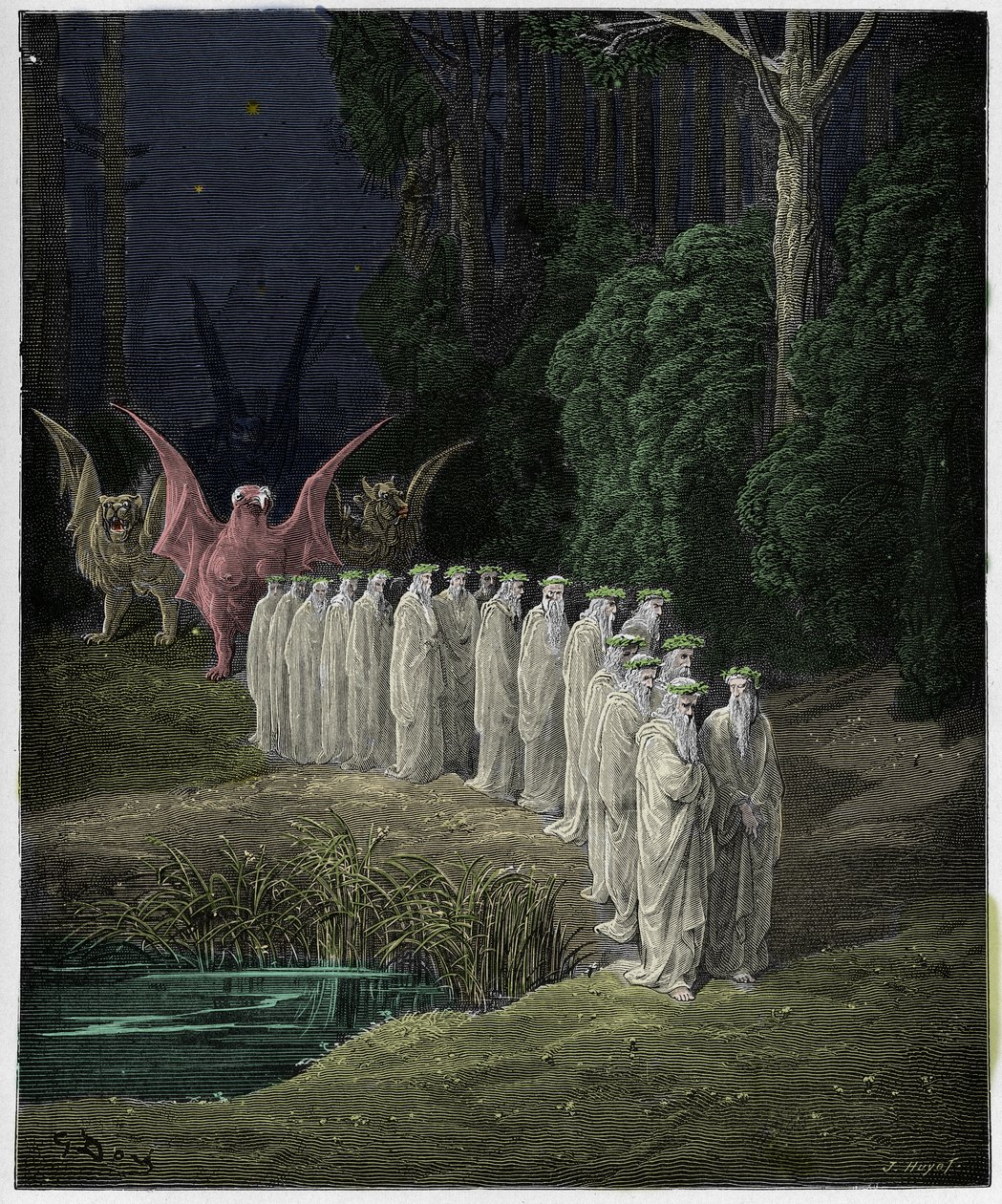 Purgatorio, Canto 29 : De 24 eldste i den apokalyptiske prosesjonen , illustrasjon fra "The Divine Comedy" av Dante Alighieri, 1885 av Gustave Dore