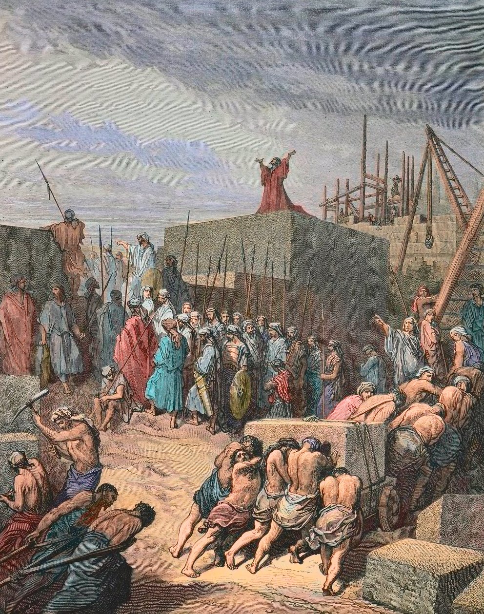 Gjenoppbygging av tempelet i Jerusalem, gravering av Gustave Dore av Gustave Dore