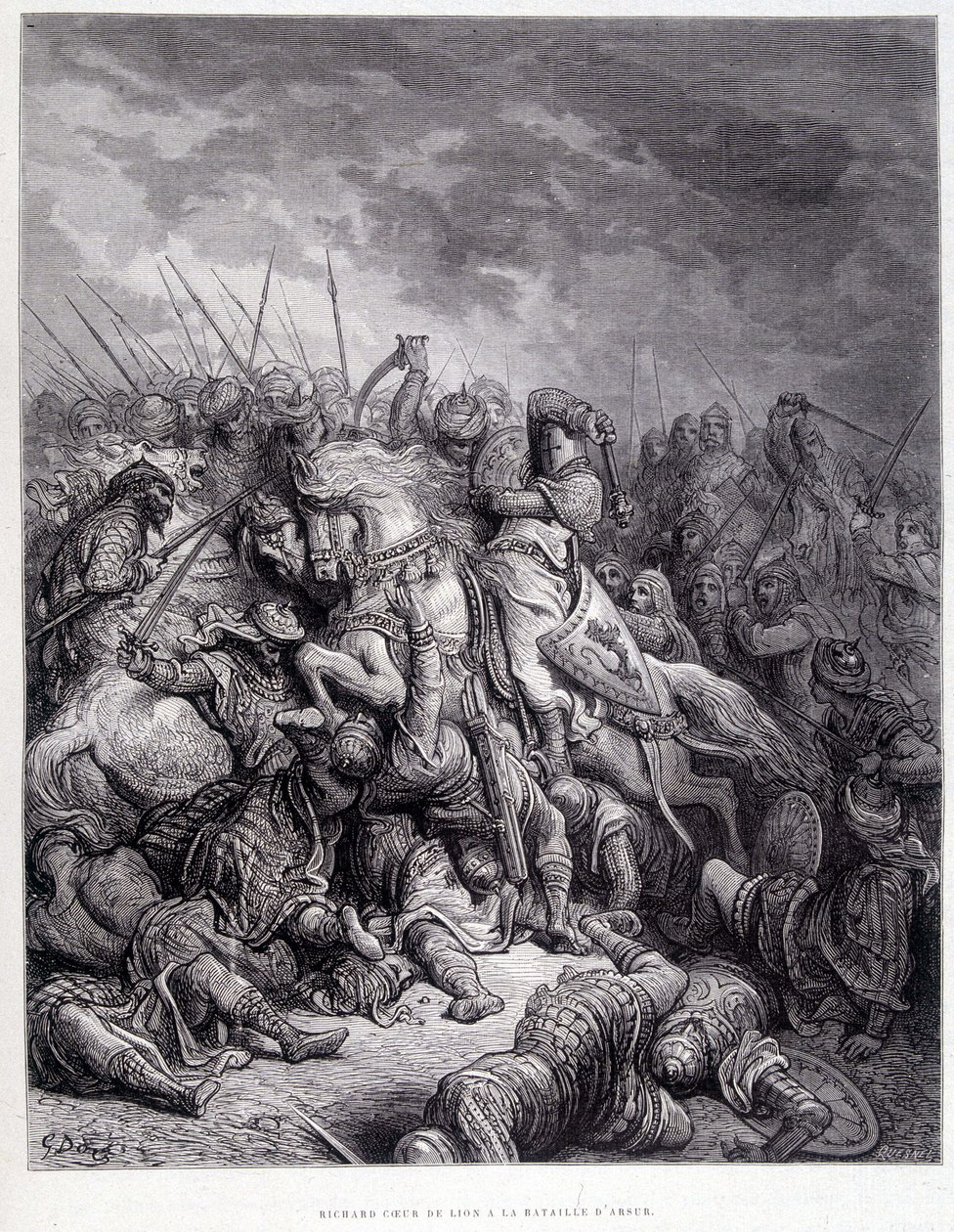 Richard Løvens hjerte i slaget ved Arsur - gravering av Gustave Doré av Gustave Dore