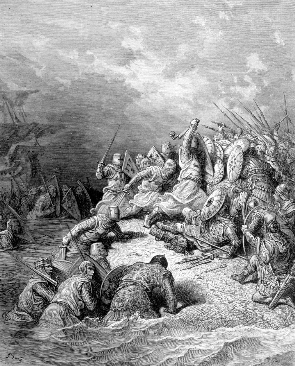 Richard Lion Heart leverer byen Joppé - gravering av Gustave Doré av Gustave Dore