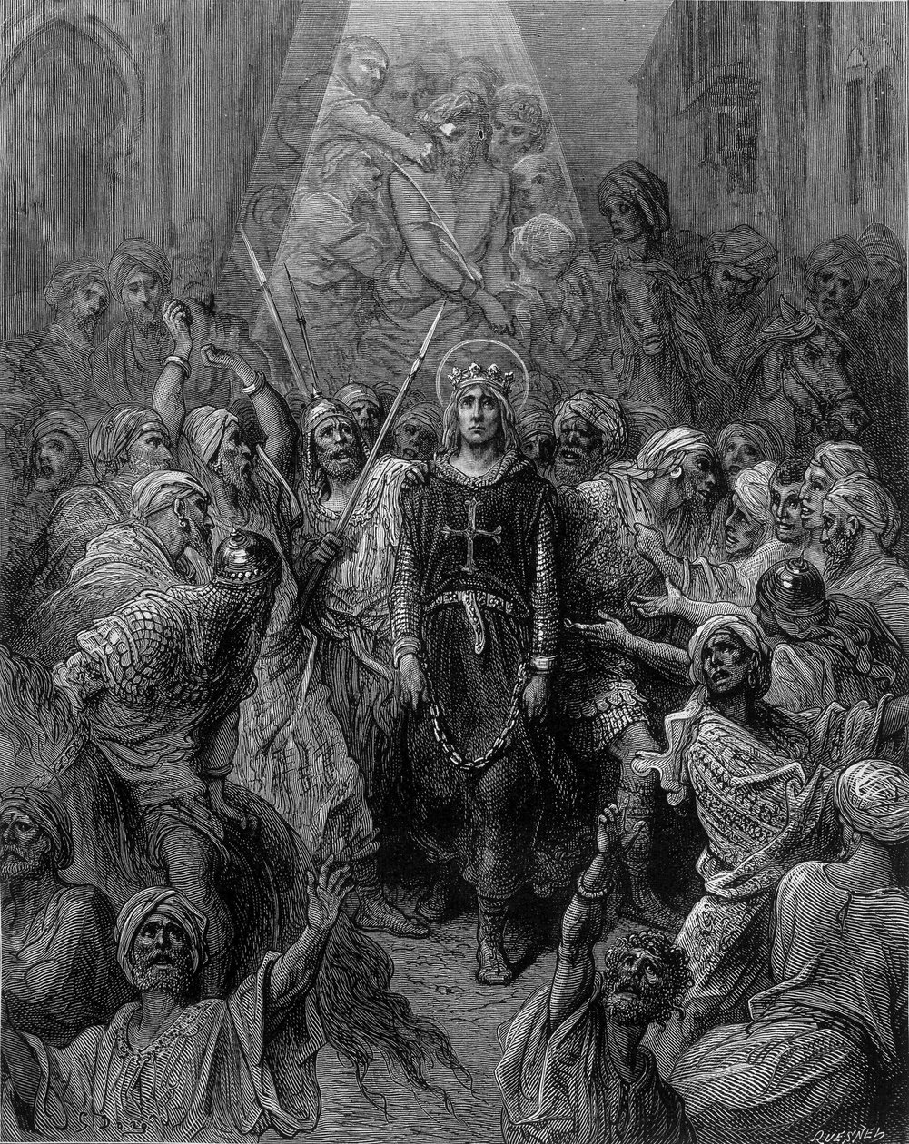 Saint Louis tatt til fange i Mansoura, under det 7. korstoget i 1250 - gravering av Gustave Doré av Gustave Dore