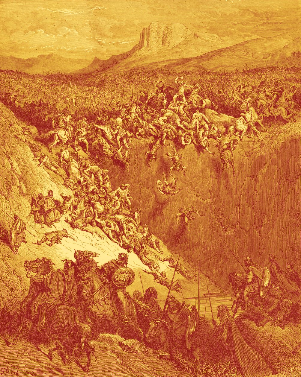 Samson dreper filister med kjevebein av esel, av Doré - Bibelen av Gustave Dore