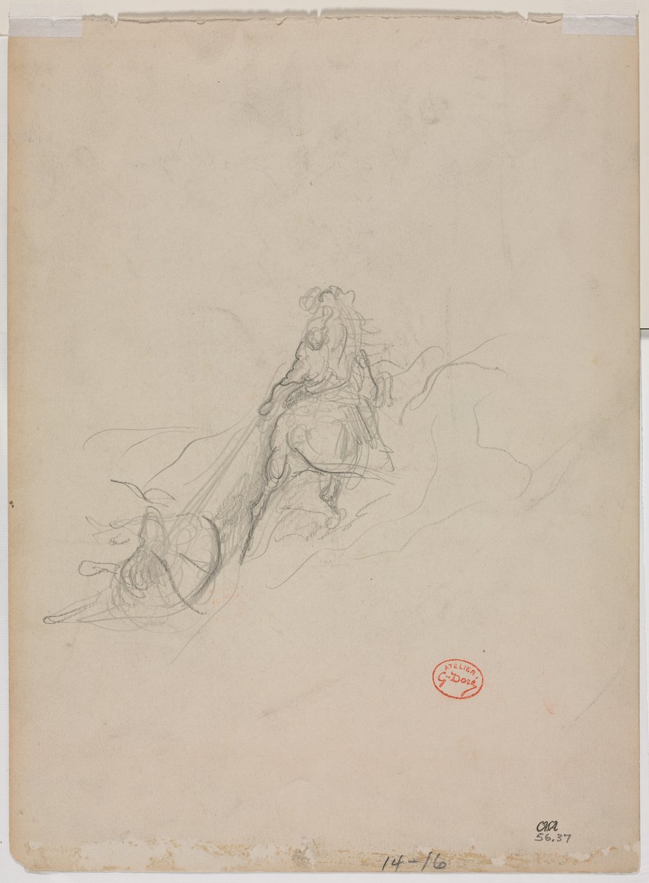 Skisse av jaktscene, ca. 1868. av Gustave Dore