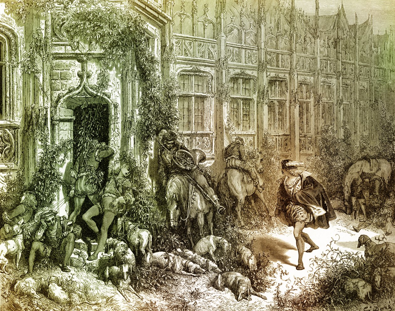 Tornerose-gravering av Gustave Doré. av Gustave Dore