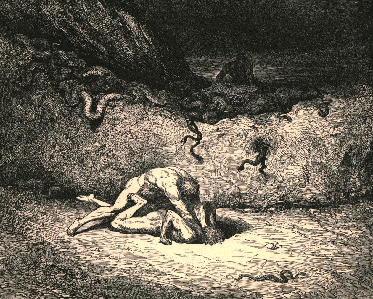 At sprite av luft er Schicchi, i en stemning av tilfeldige ugagn ventiler han fortsatt sin trass, c1890. av Gustave Dore