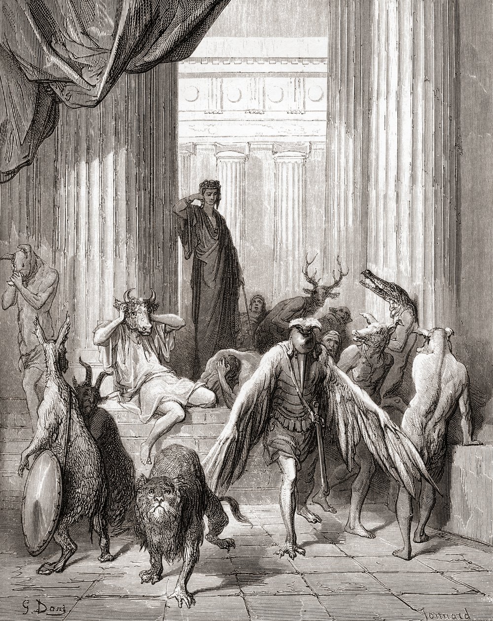 The Companions of Ulysses, fra en utgave av slutten av 1800-tallet av Fables de La Fontaine (tregravering) av Gustave Dore
