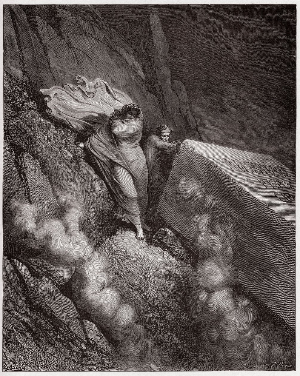 Den guddommelige komedie (La Divina Commedia, La Divine Comedie), Inferno, Canto 11: Den brennende graven til pave Anastasius II - av Dante Alighieri (1265-1321) - Illustrasjon av Gustave Dore (1832-1883) av Gustave Dore