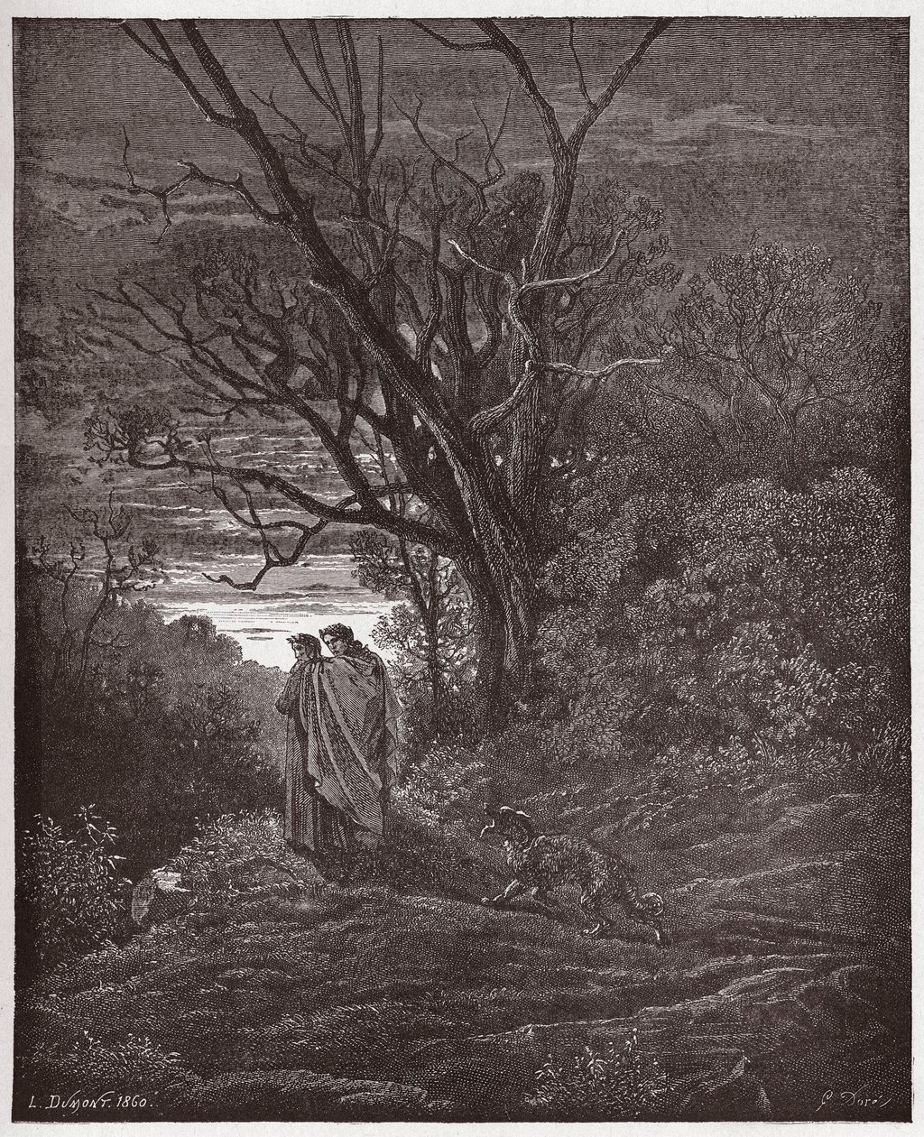 The Divine Comedy (La Divina Commedia, La Divine Comedie), Inferno, Canto 1: Hun-ulven dukker opp - av Dante Alighieri (1265-1321) - Illustrasjon av Gustave Dore (1832-1883) av Gustave Dore