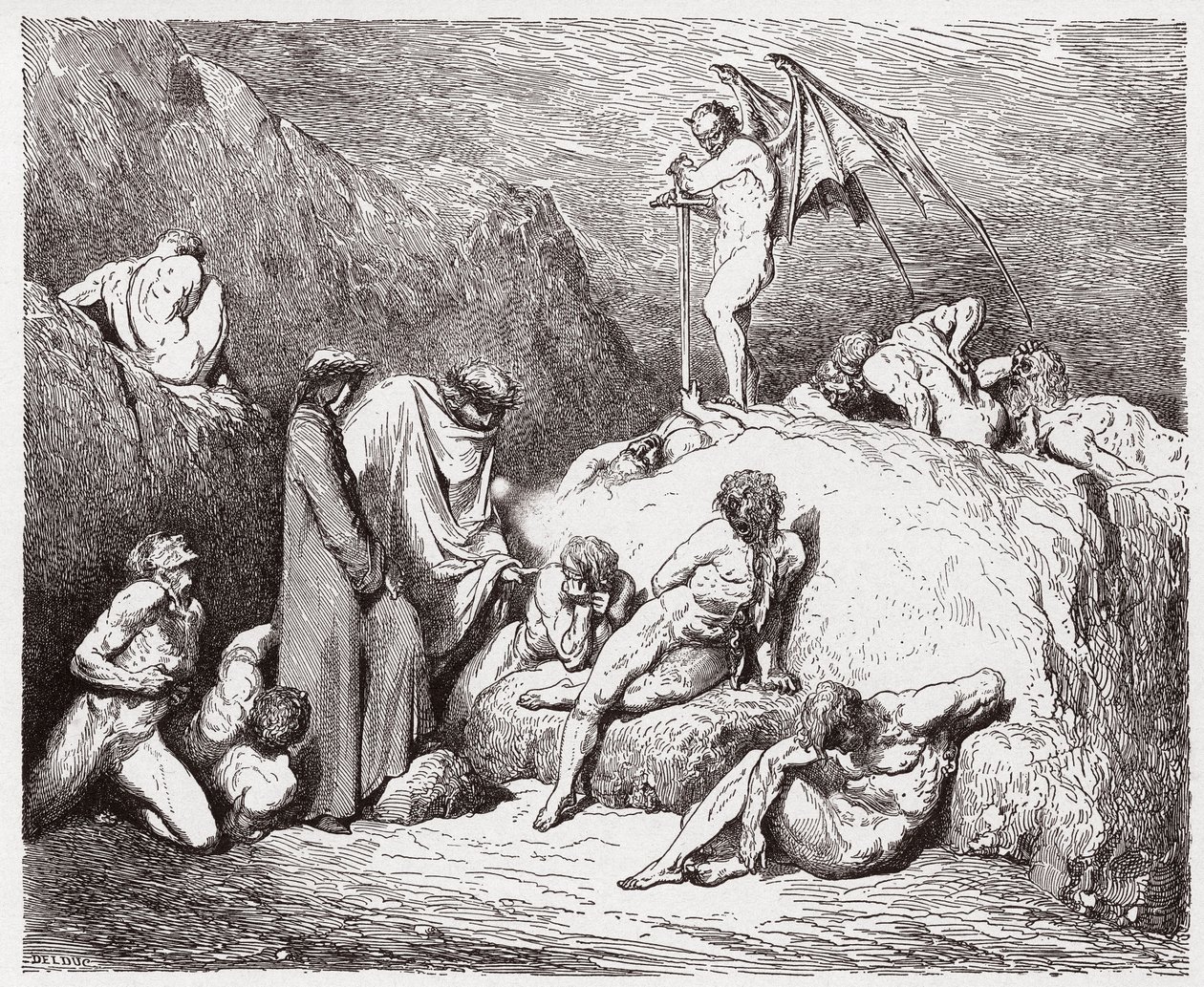 The Divine Comedy (La Divina Commedia, La Divine Comedie), Inferno, Canto 28: Misledte såere av uenighet i den niende bolgia - av Dante Alighieri (1265-1321) - Illustrasjon av Gustave Dore (1832-1883) av Gustave Dore