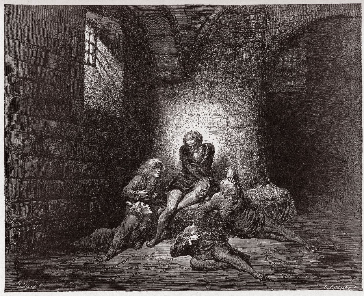 Den guddommelige komedie (La Divina Commedia, La Divine Comedie), Inferno, Canto 33: Ugolino og sønnene hans forulykket og sultet - av Dante Alighieri (1265-1321) - Illustrasjon av Gustave Dore (1832-1883) av Gustave Dore