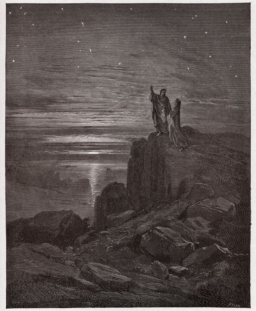 The Divine Comedy (La Divina Commedia, La Divine Comedie), Inferno, Canto 34: Poetene kommer ut av helvete - av Dante Alighieri (1265-1321) - Illustrasjon av Gustave Dore (1832-1883) av Gustave Dore