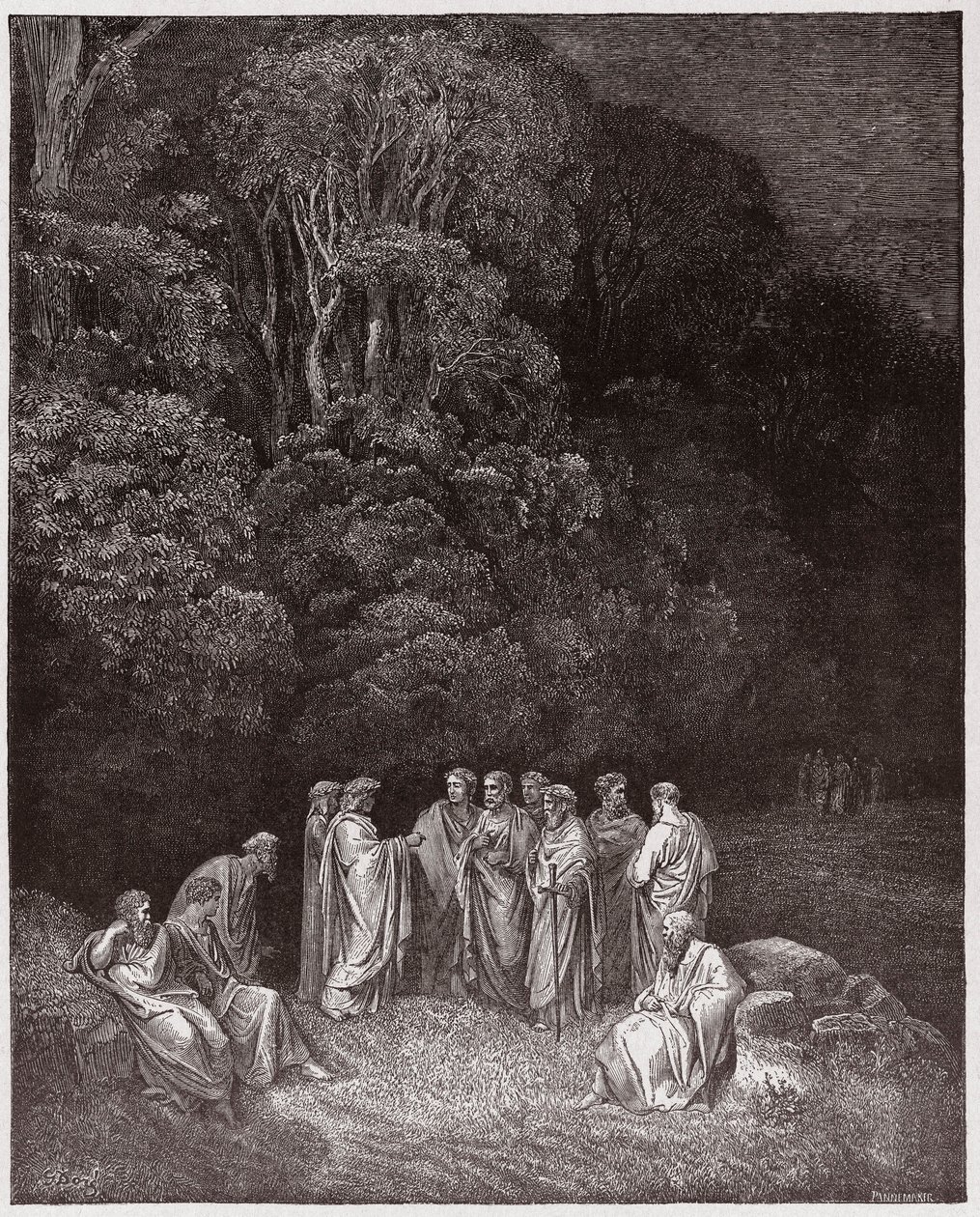 Den guddommelige komedie (La Divina Commedia, La Divine Comedie), Inferno, Canto 4: Homer, poetene og heltene i Limbo - av Dante Alighieri (1265-1321) - Illustrasjon av Gustave Dore (1832-1883) av Gustave Dore