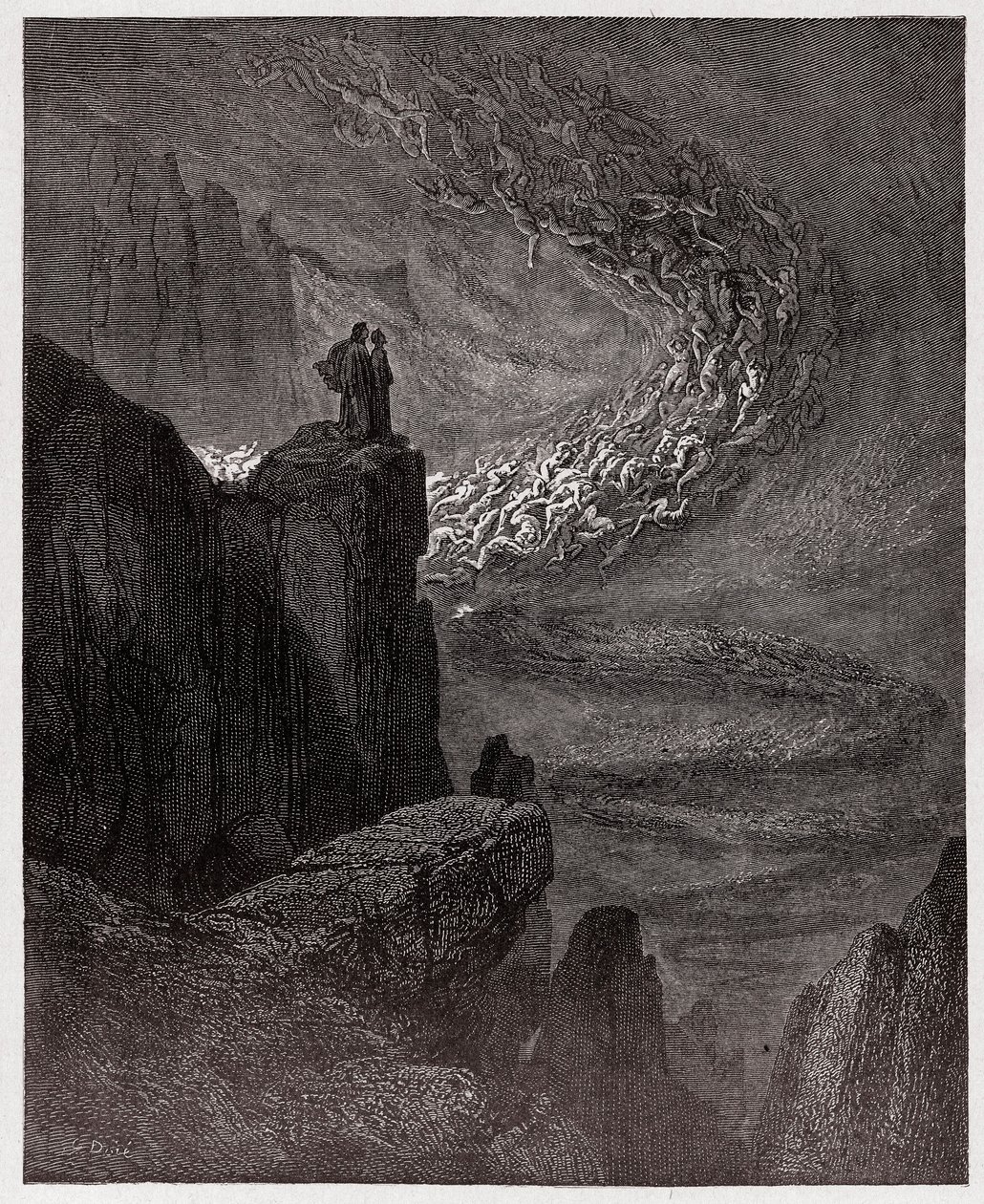 The Divine Comedy (La Divina Commedia, La Divine Comedie), Inferno, Canto 5: Minos dømmer overtredelsene og sender ut sjelene - av Dante Alighieri (1265-1321) - Illustrasjon av Gustave Dore (1832-1883) av Gustave Dore