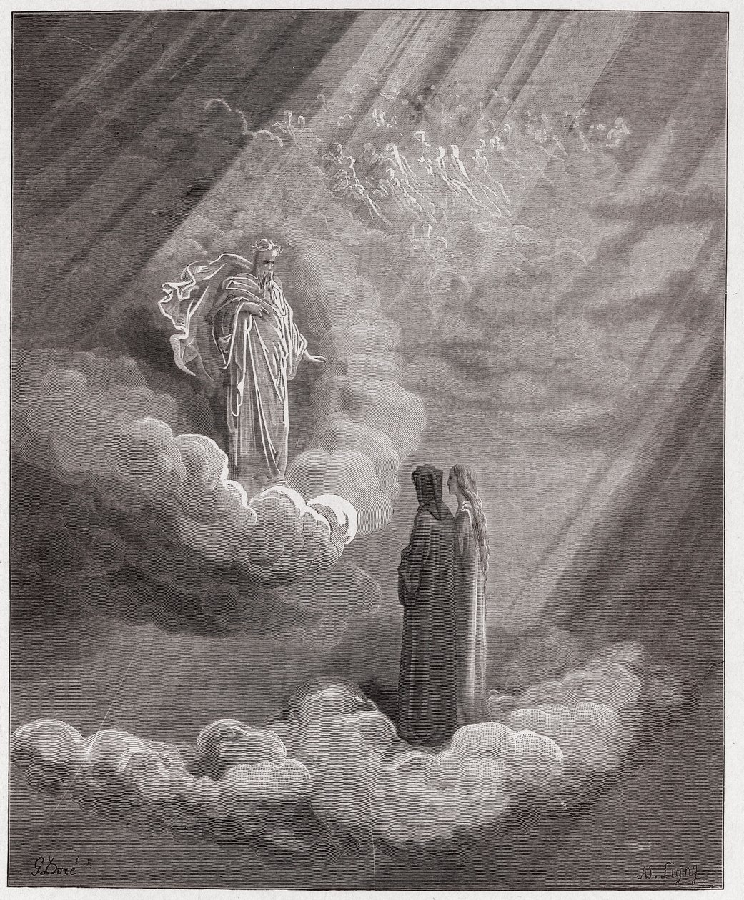 Den guddommelige komedie (La Divina Commedia, La Divine Comedie), Paradiso, Canto 16: The soul of Cacciaguida snakker om Firenze - av Dante Alighieri (1265-1321) - Illustrasjon av Gustave Dore (1832-1883) av Gustave Dore
