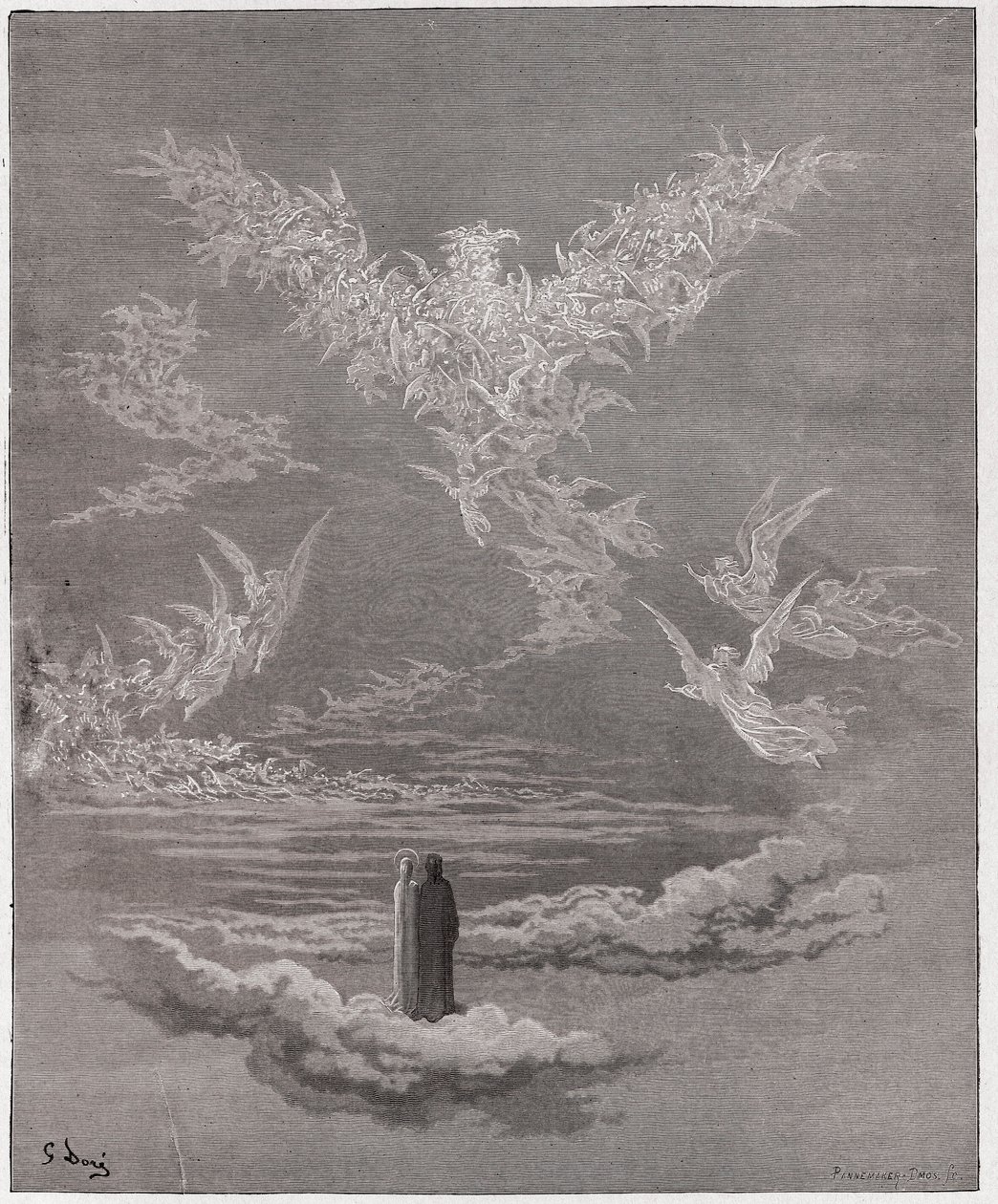 The Divine Comedy (La Divina Commedia, La Divine Comedie), Paradiso, Canto 19: De salige sjelene danner en ørn på himmelen - av Dante Alighieri (1265-1321) - Illustrasjon av Gustave Dore (1832-1883) av Gustave Dore