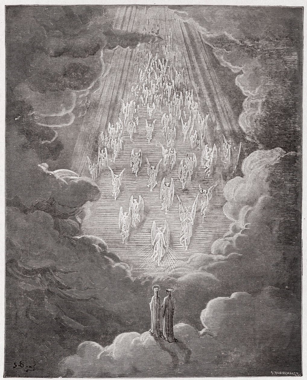 Den guddommelige komedie (La Divina Commedia, La Divine Comedie), Paradiso, Canto 21: Beatrice og Dante i Saturns sfære - av Dante Alighieri (1265-1321) - Illustrasjon av Gustave Dore (1832-1883) av Gustave Dore