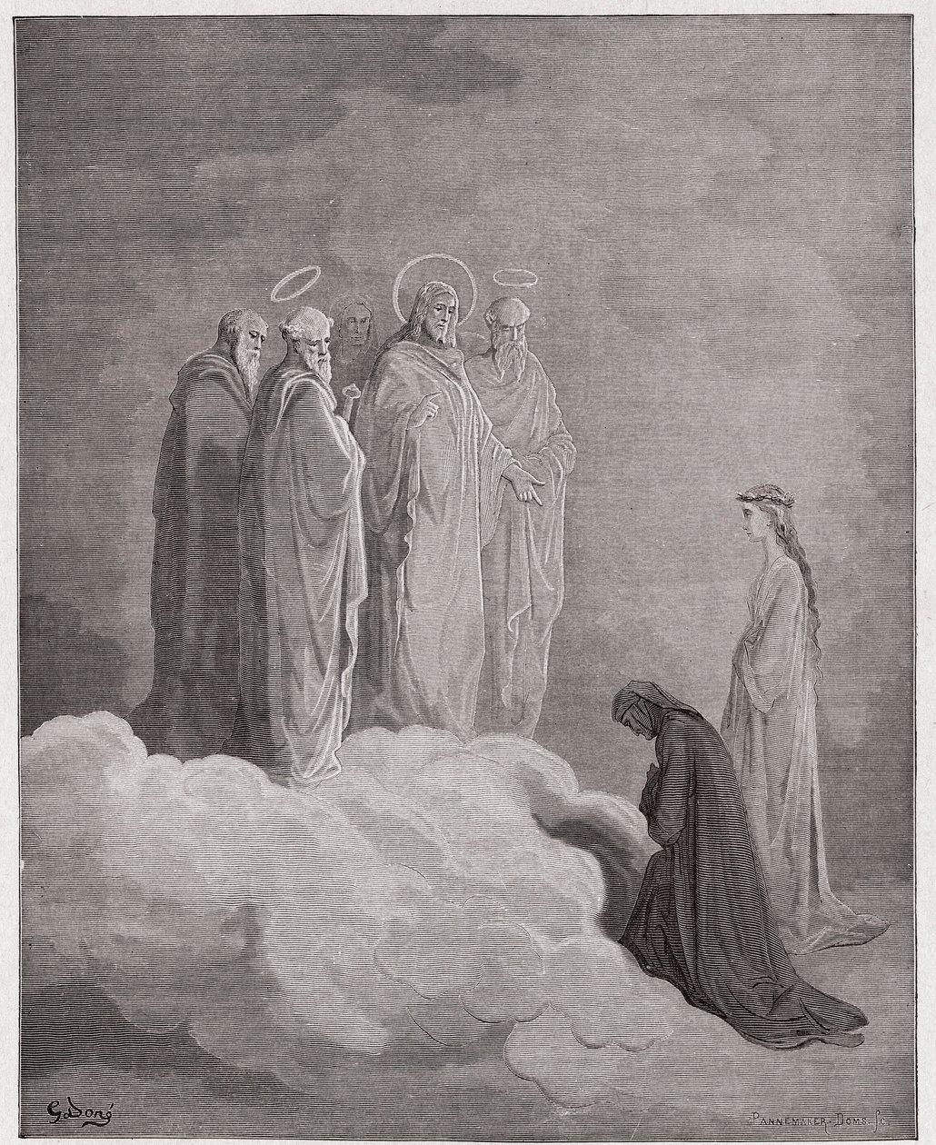 The Divine Comedy (La Divina Commedia, La Divine Comedie), Paradiso, Canto 26: St. John undersøker Dante angående kjærlighet - av Dante Alighieri (1265-1321) - Illustrasjon av Gustave Dore (1832-1883) av Gustave Dore