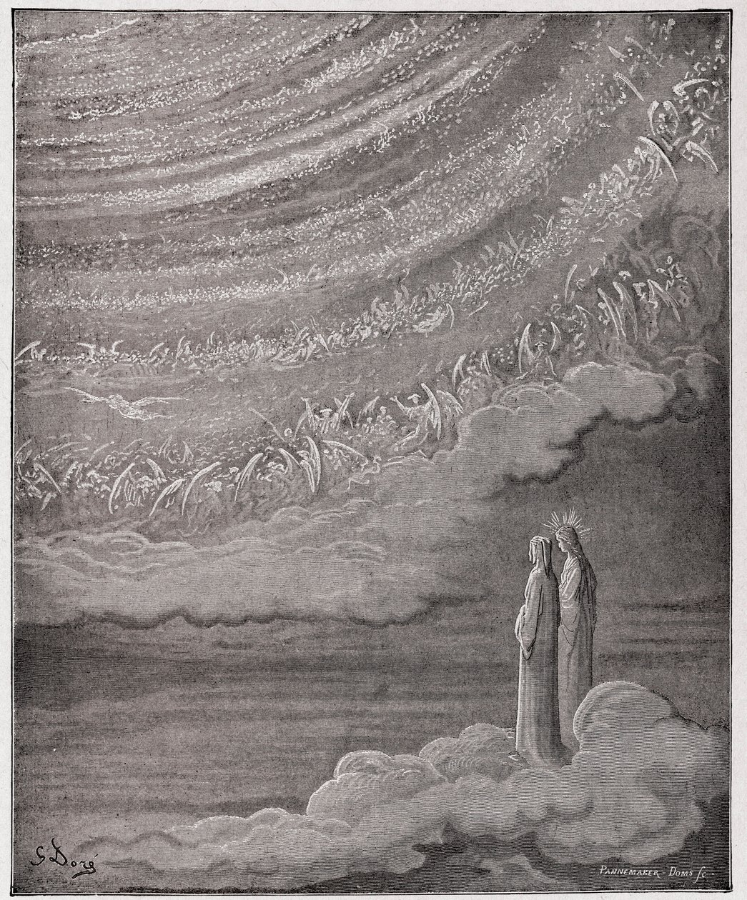The Divine Comedy (La Divina Commedia, La Divine Comedie), Paradiso, Canto 28: The scintillating host of heaven - av Dante Alighieri (1265-1321) - Illustrasjon av Gustave Dore (1832-1883) av Gustave Dore