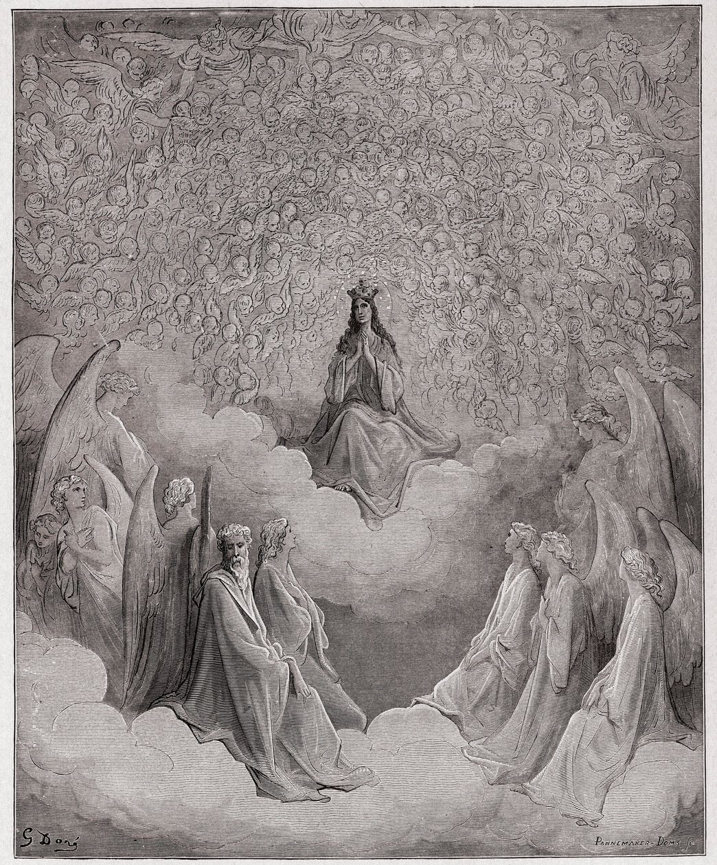 The Divine Comedy (La Divina Commedia, La Divine Comedie), Paradiso, Canto 31: The queen of heaven - av Dante Alighieri (1265-1321) - Illustrasjon av Gustave Dore (1832-1883) av Gustave Dore