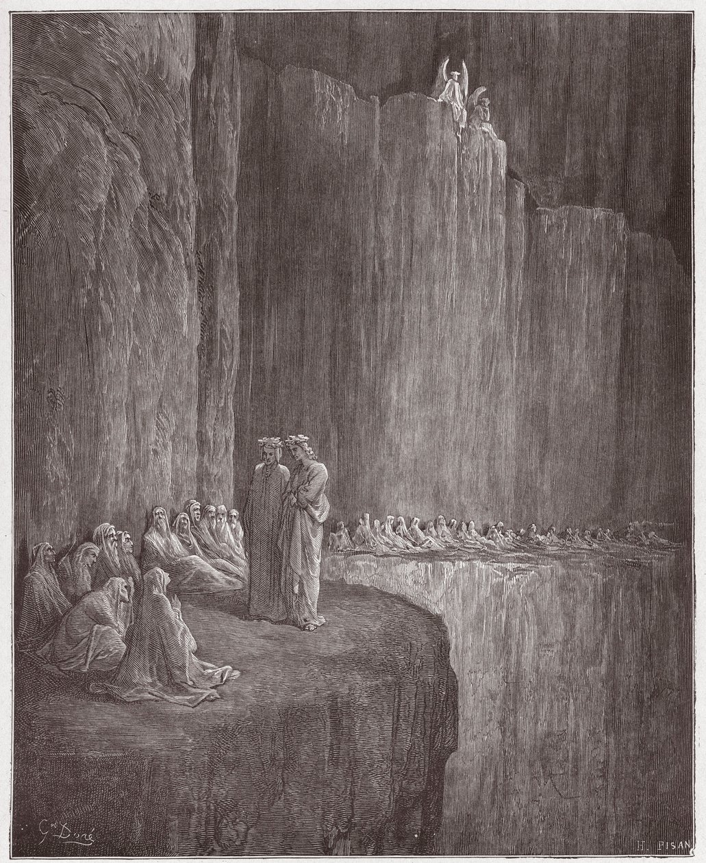 The Divine Comedy (La Divina Commedia, La Divine Comedie), Purgatorio, Canto 13: Sapia renser sitt skyldige liv - av Dante Alighieri (1265-1321) - Illustrasjon av Gustave Dore (1832-1883) av Gustave Dore