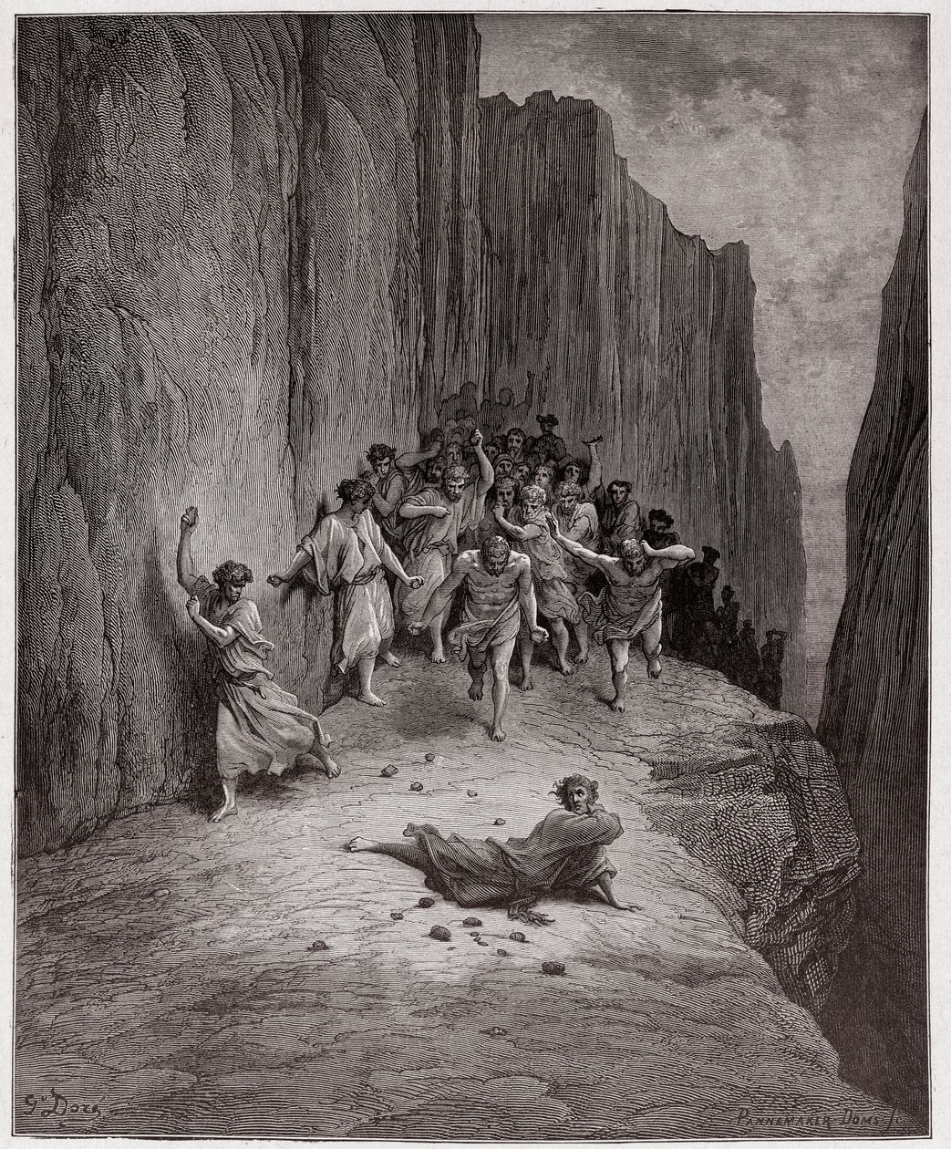 The Divine Comedy (La Divina Commedia, La Divine Comedie), Purgatorio, Canto 15: Dantes visjon om steiningen av Stephen - av Dante Alighieri (1265-1321) - Illustrasjon av Gustave Dore (1832-1883) av Gustave Dore