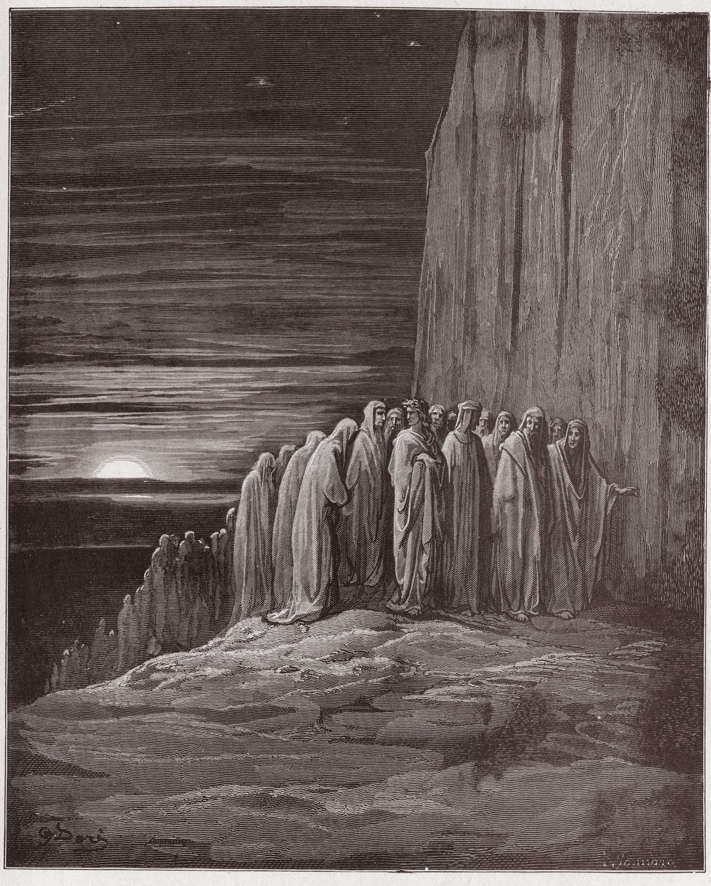 The Divine Comedy (La Divina Commedia, La Divine Comedie), Purgatorio, Canto 18: The multitude of the slothful - av Dante Alighieri (1265-1321) - Illustrasjon av Gustave Dore (1832-1883) av Gustave Dore