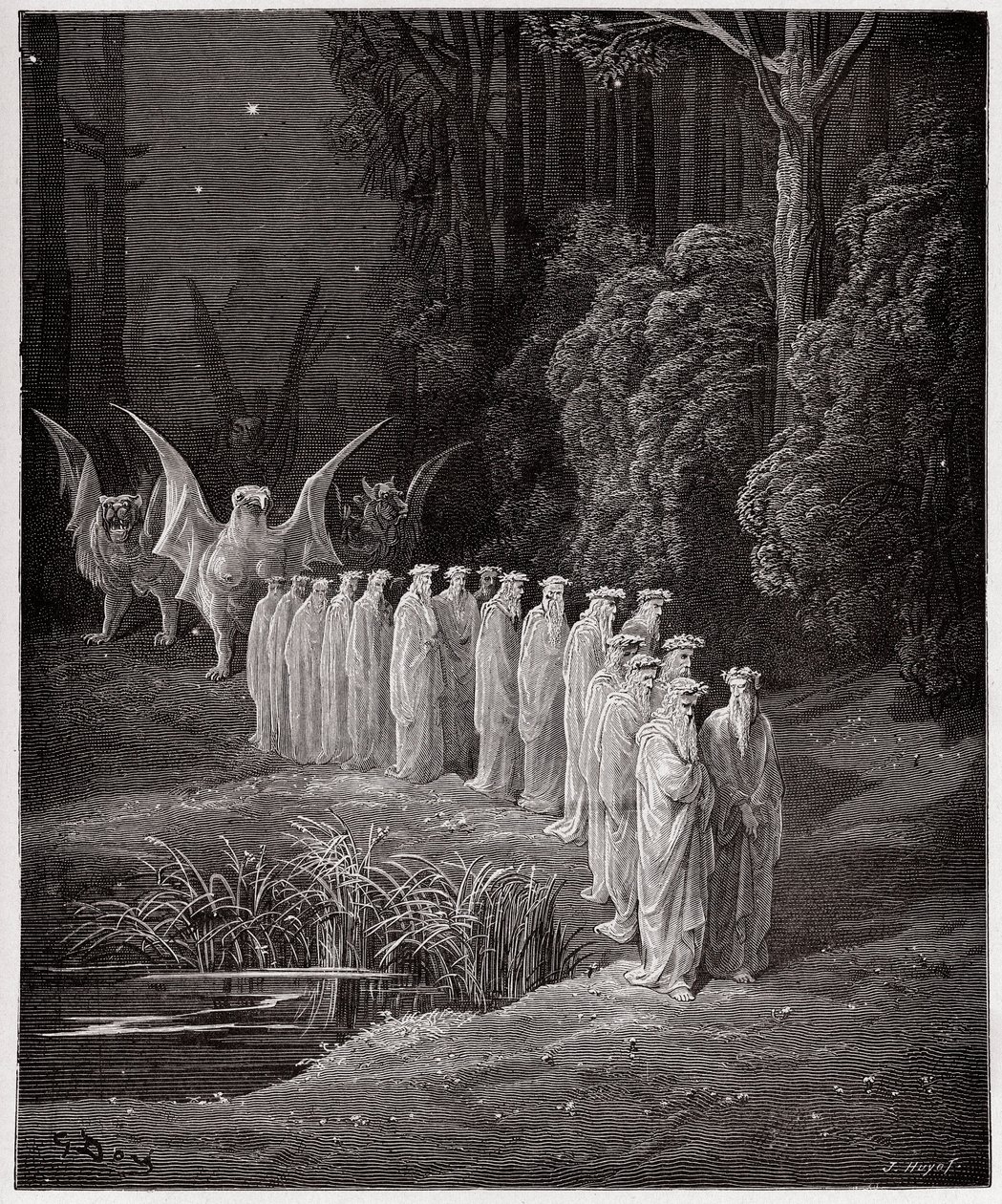 The Divine Comedy (La Divina Commedia, La Divine Comedie), Purgatorio, Canto 29: De 24 eldste i den apokalyptiske prosesjonen - av Dante Alighieri (1265-1321) - Illustrasjon av Gustave Dore (1832-1883) av Gustave Dore