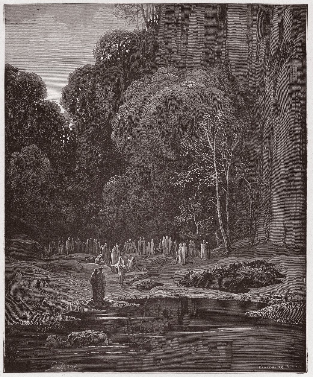 The Divine Comedy (La Divina Commedia, La Divine Comedie), Purgatorio, Canto 5: De sene omvenderne synger Miserere - av Dante Alighieri (1265-1321) - Illustrasjon av Gustave Dore (1832-1883) av Gustave Dore