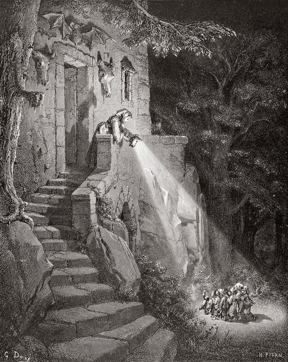 The Dwelling of the Ogre, gravert av Heliodore Joseph Pisan (1822-90) ca. 1868 av Gustave Dore
