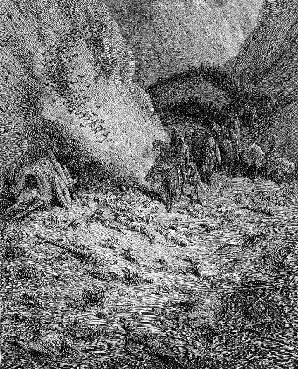 The Forward: Armee of Crusaders møter de døde fra den forrige bølgen av Crusaders - gravering av Gustave Doré av Gustave Dore