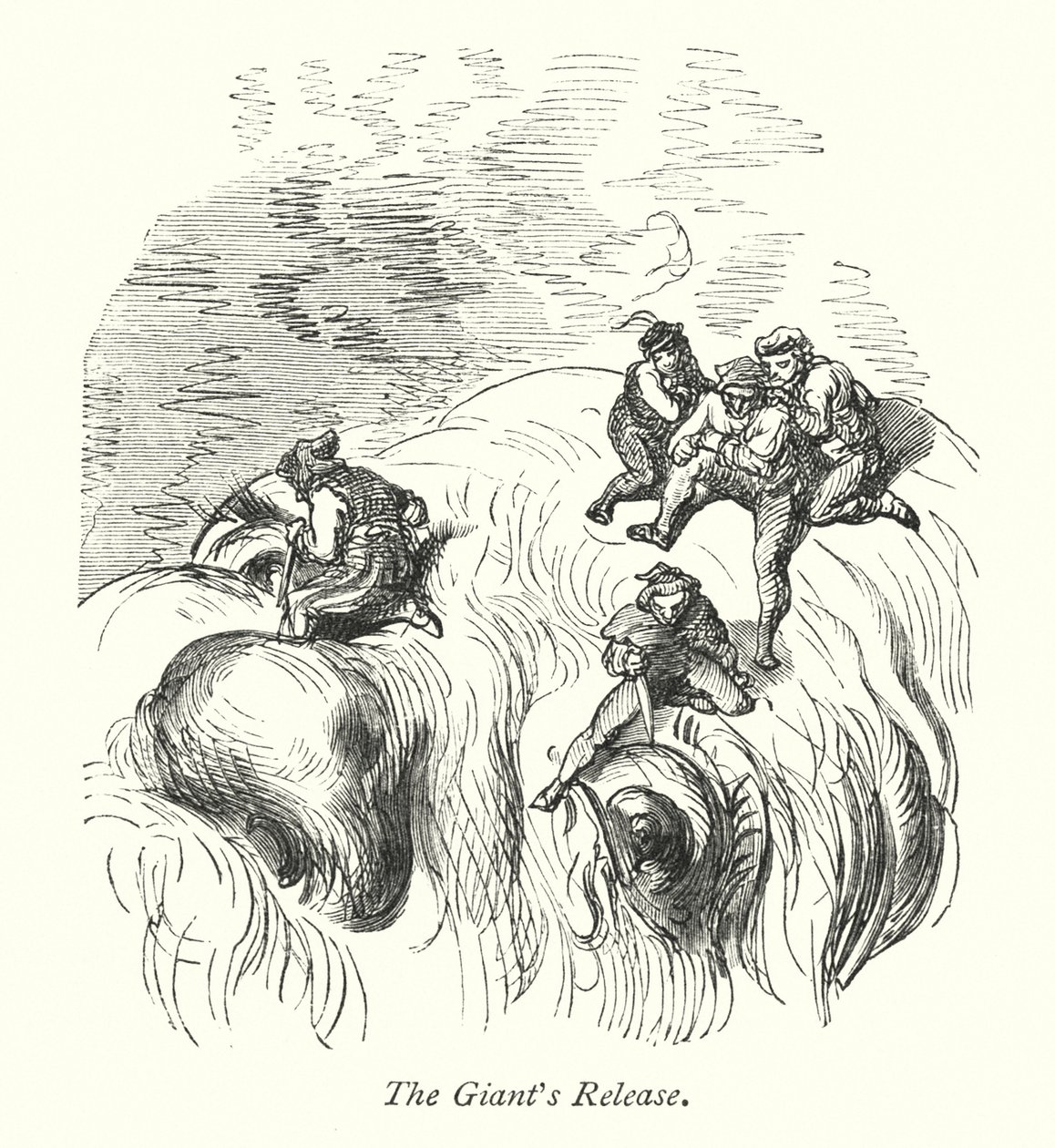Kjempens løslatelse (gravering) av Gustave Dore
