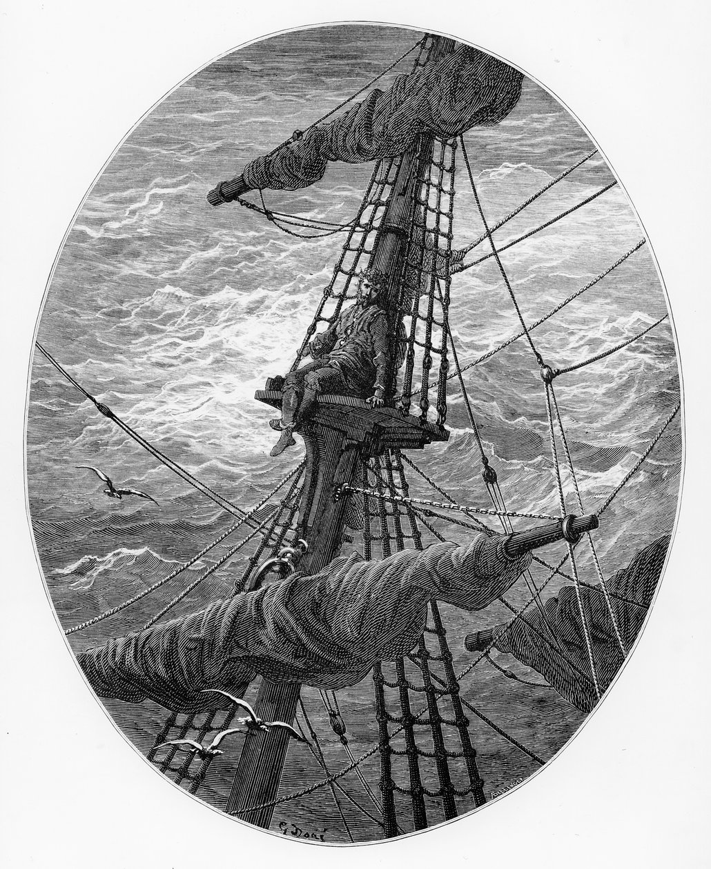 The Mariner opp masten under en storm, scene fra 