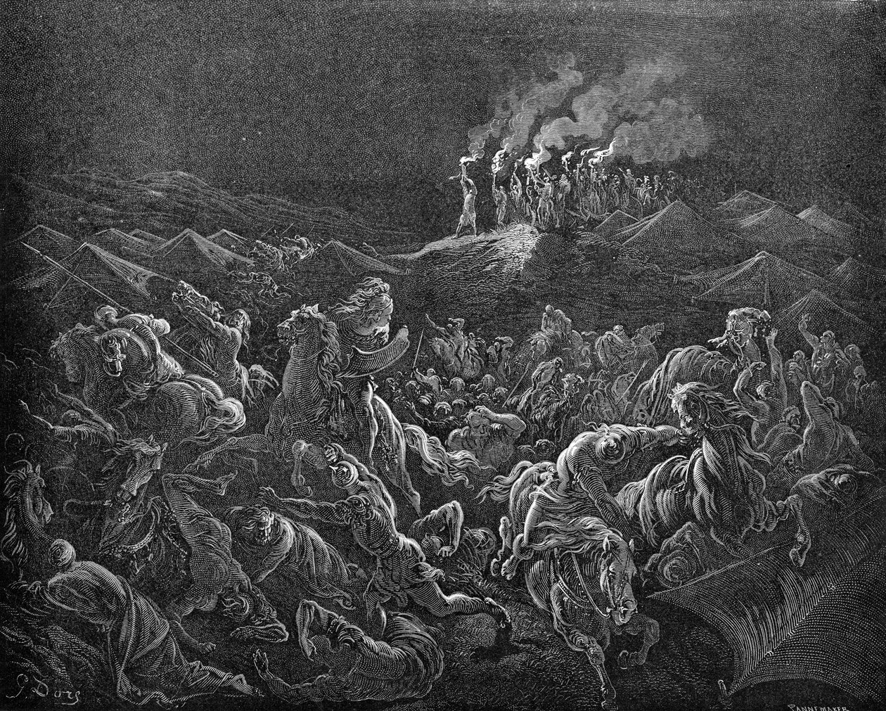 Midianittene flyktet - Bibelen av Gustave Dore