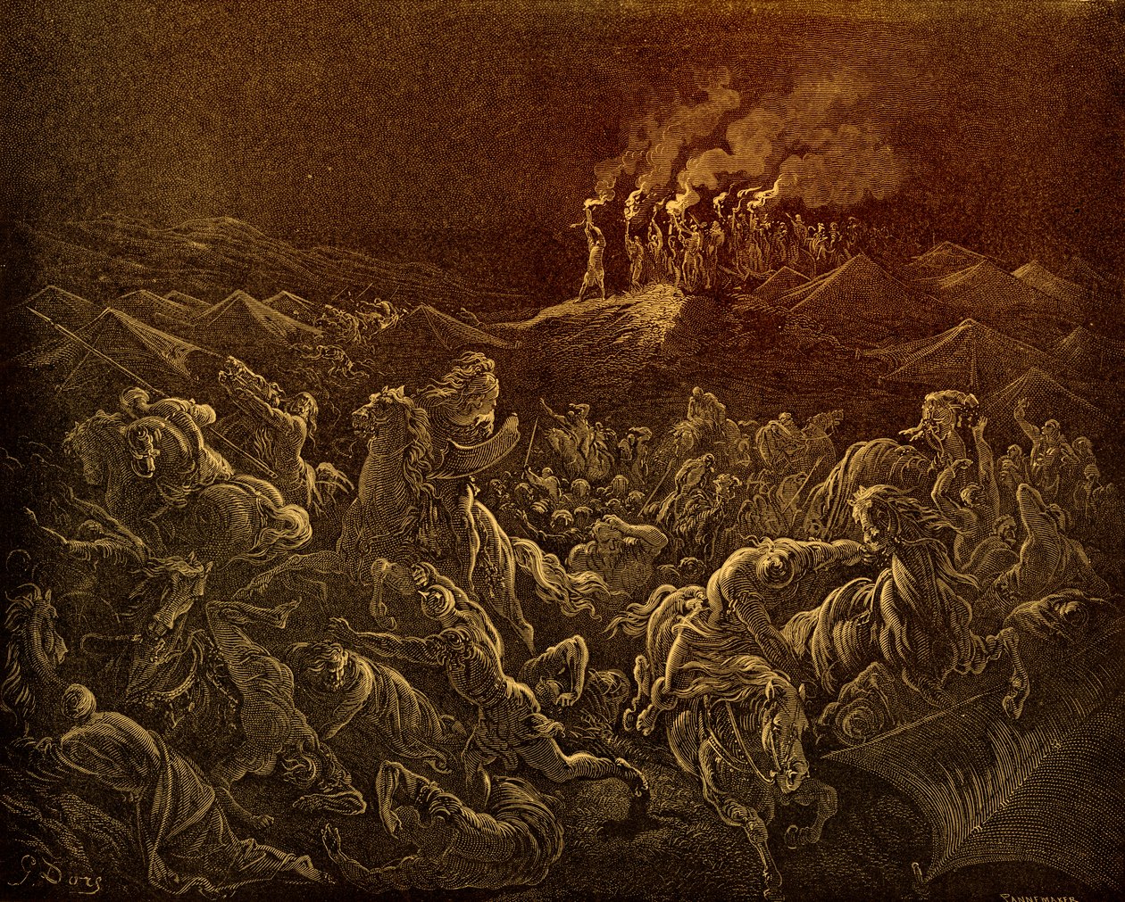 Midianittene drevet på flukt av Doré - Bibelen av Gustave Dore