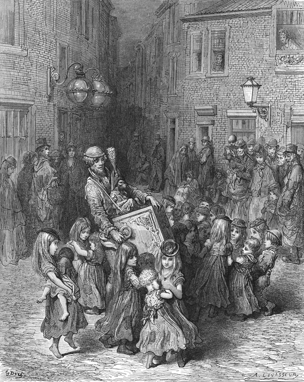 'Orgelet i hoffet', 1872. av Gustave Dore