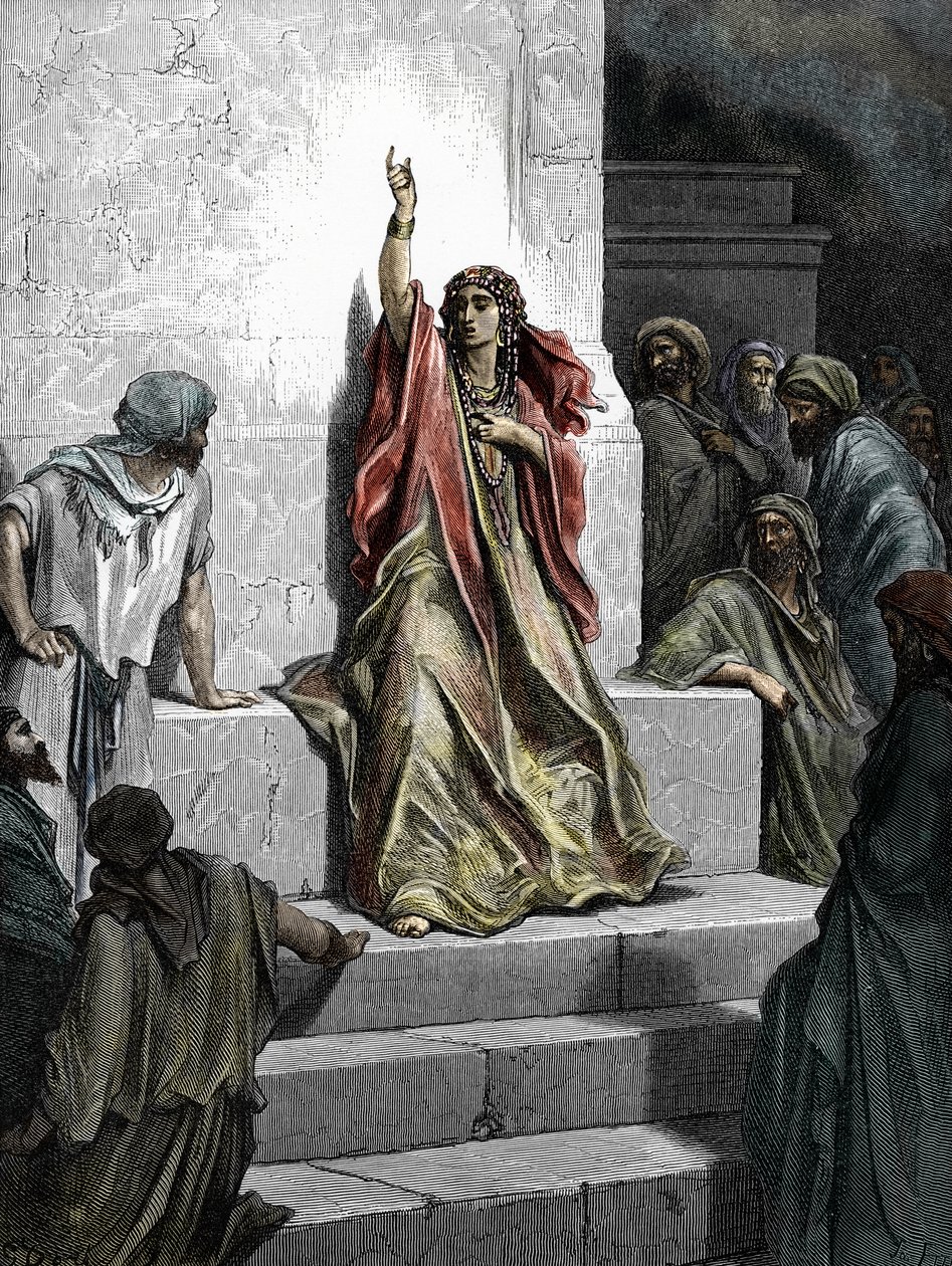 Profetinnen Deborah (profetinnen Debora) Gravering fra "bibelen" illustrert av Gustave Dore (1832 - 1883) 1865 Privat samling av Gustave Dore