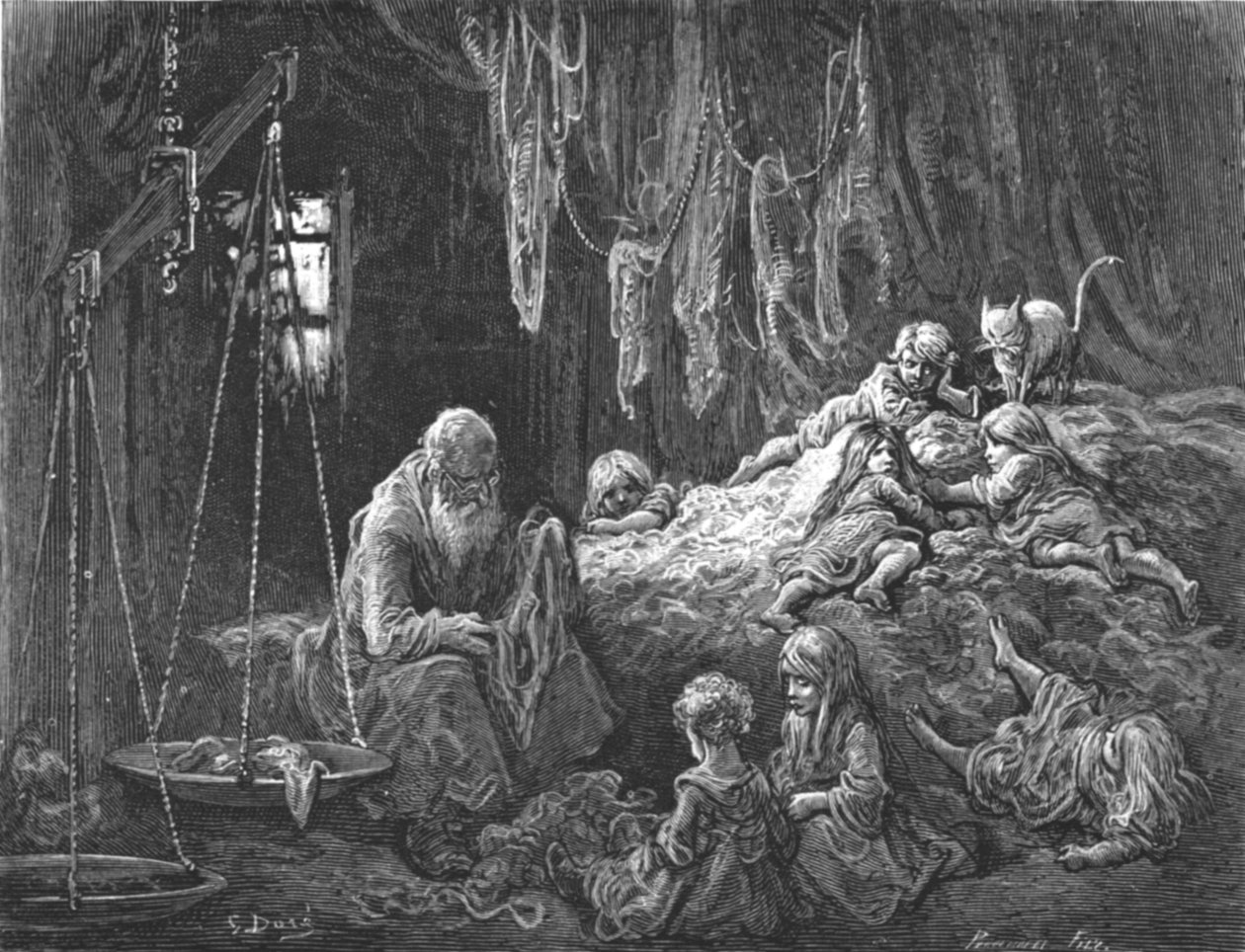 'The Rag Merchant's Home - Coulston Street, Whitechapel', 1872. av Gustave Dore