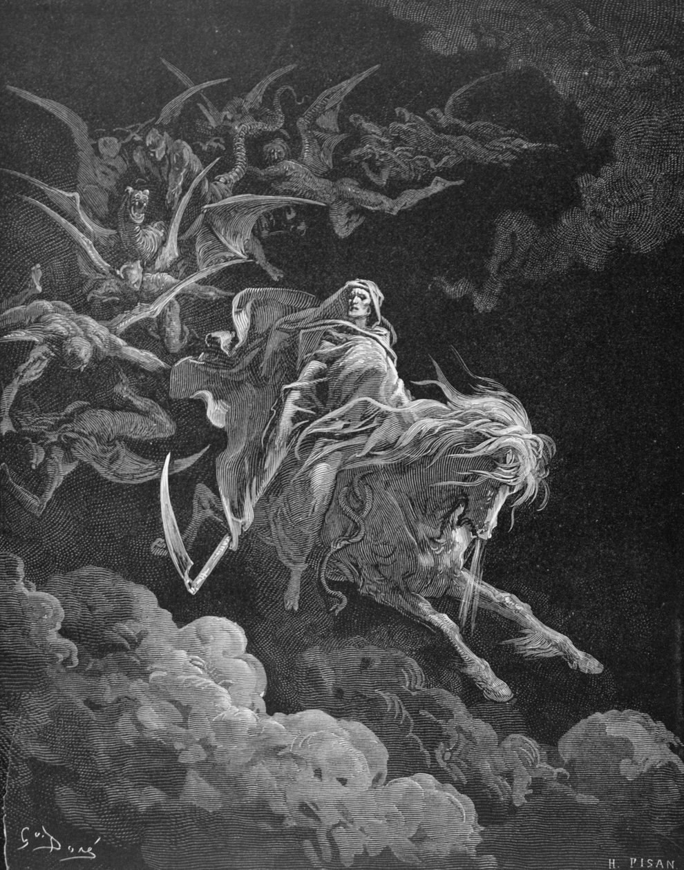 The Vision of Death, gravert av Heliodore Joseph Pisan (1822-90) ca. 1868 av Gustave Dore