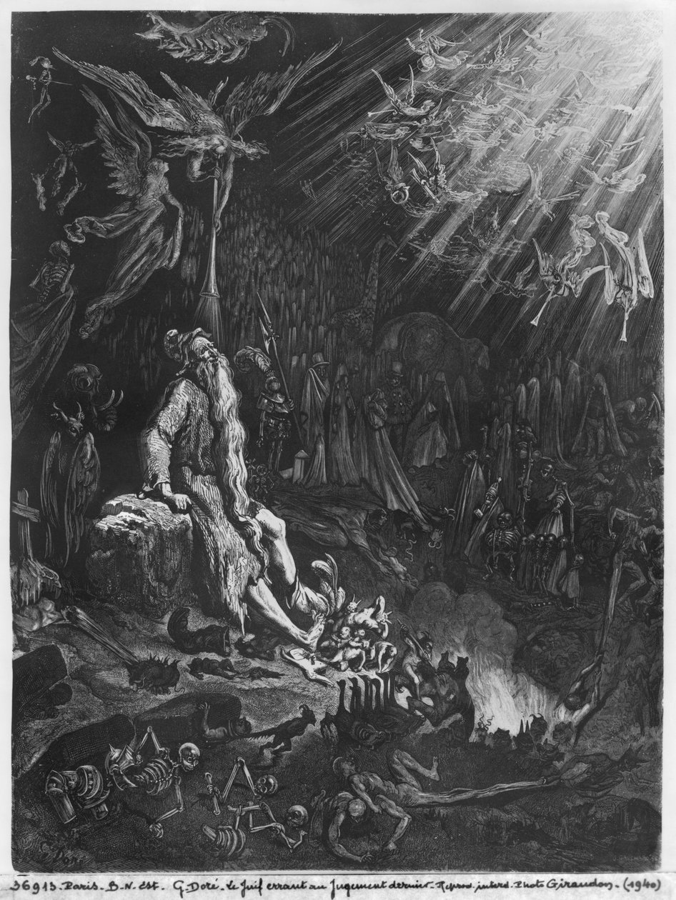Den vandrende jøden og den siste dommen, gravert av Felix Jean Gauchard (1825-72) av Gustave Dore