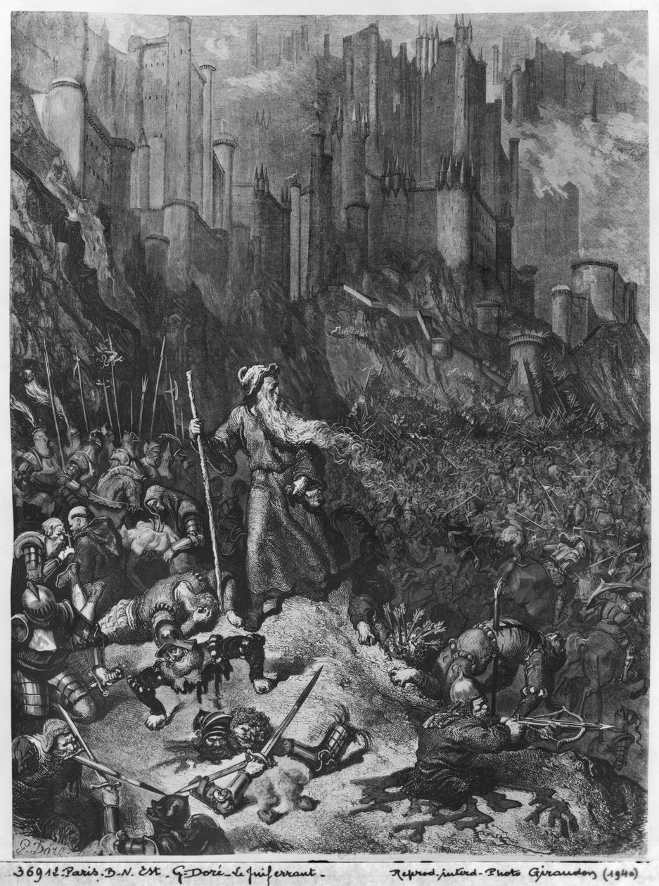 Den vandrende jøden, gravert av Felix Jean Gauchard (1825-72) av Gustave Dore