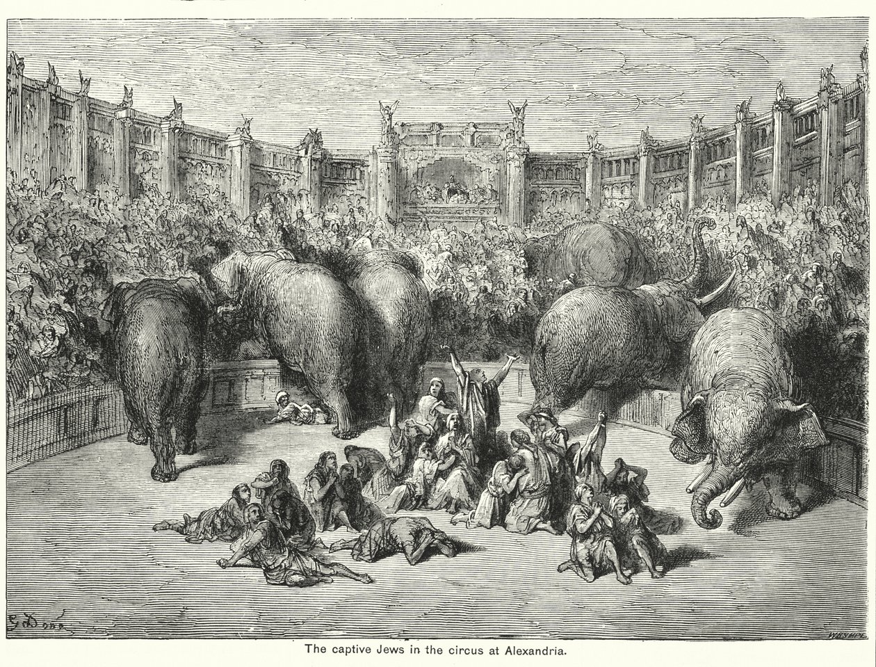 De fangne jødene i sirkuset i Alexandria (gravering) av Gustave Dore