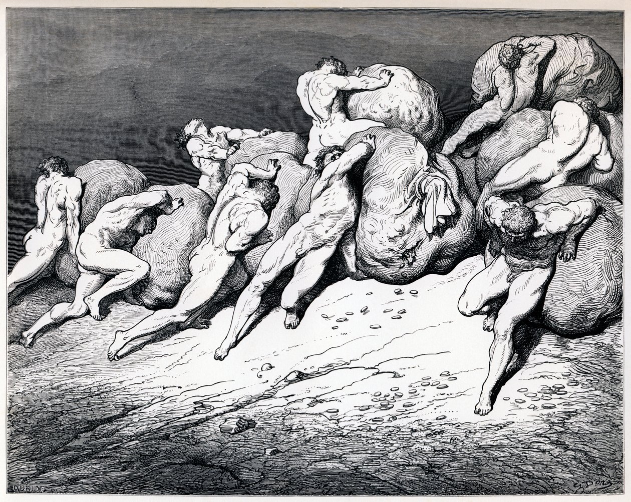 Hamstrene og svinnene, 1857. av Gustave Dore